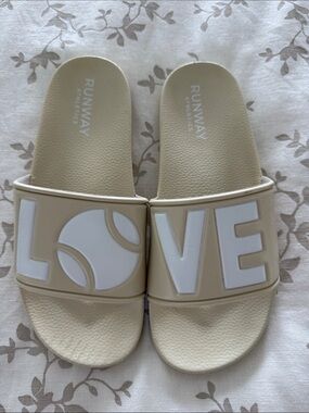 Women's LOVE Slide Sandals in Beige